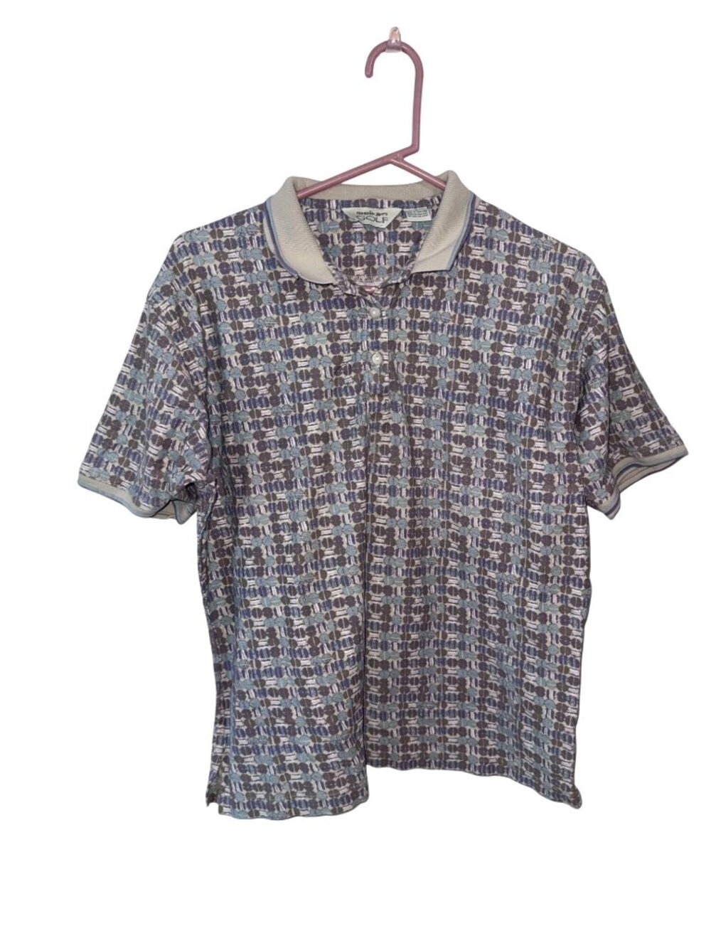 Reebok Golf Ladies Polo Shirt XL Multicolor Abstract Pattern 100% Cotton Made In